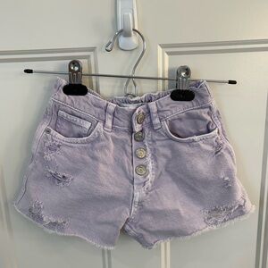 Zara Purple Distressed Denim Shorts